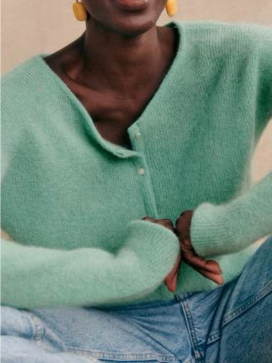 Sezane Sweaters - Sezane Soft Mint Green Fuzzy Button Gaspard Cardigan